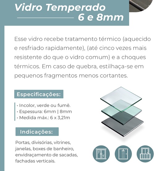 Vidro Temperado - 6 e 8mm